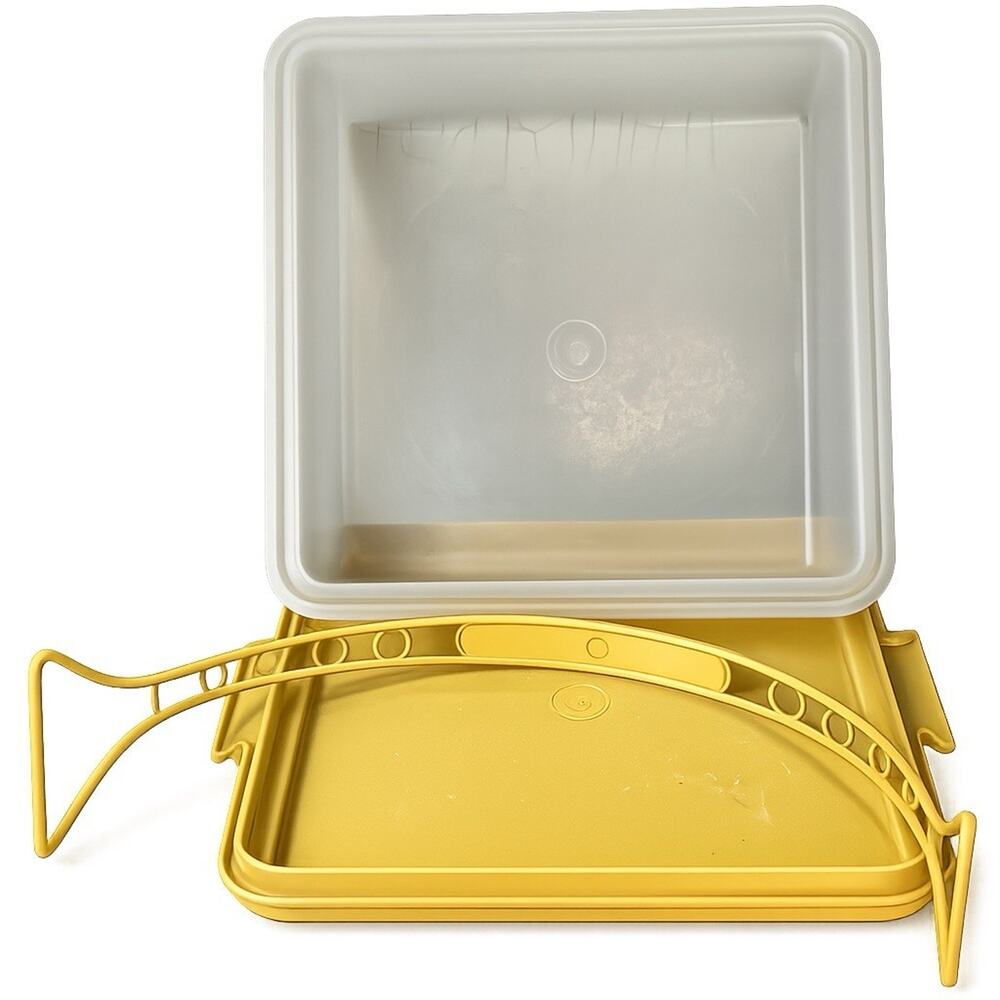 VTG Tupperware Harvest Gold 11” x 11” Cake Cupcake Taker Carrier w Handle - Picture 2 of 7